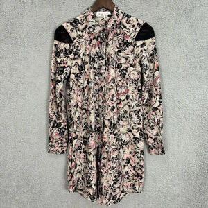 BCBgeneration Shift‎ Dress Womens XXS Pink Floral Long Sleeve Boho Whimsigoth